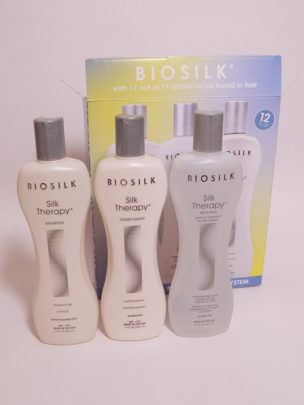 Biosilk Silk Therapy Original Leave in Treatment Shampoo Conditioner